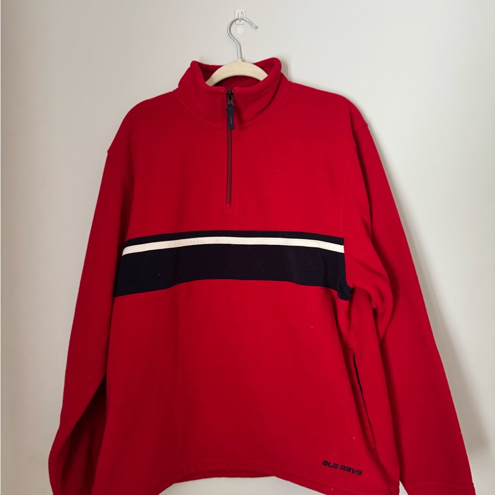 Old Navy Red and Black Zip Up Sweater